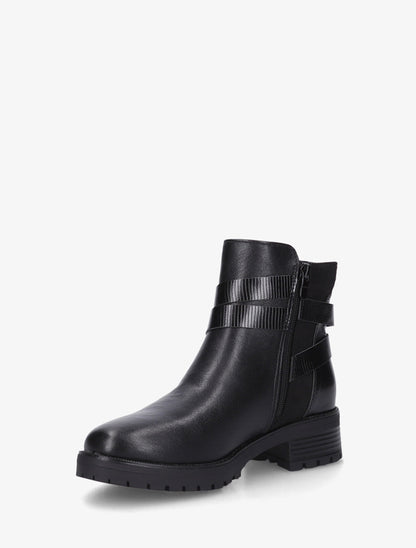 Bottines à sangles et contrefort python - Noir - 3