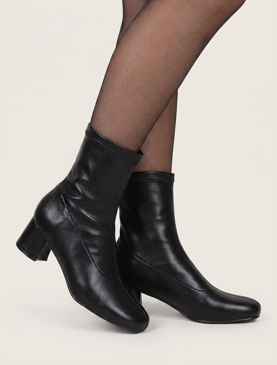 Bottines simili style chaussette - Noir