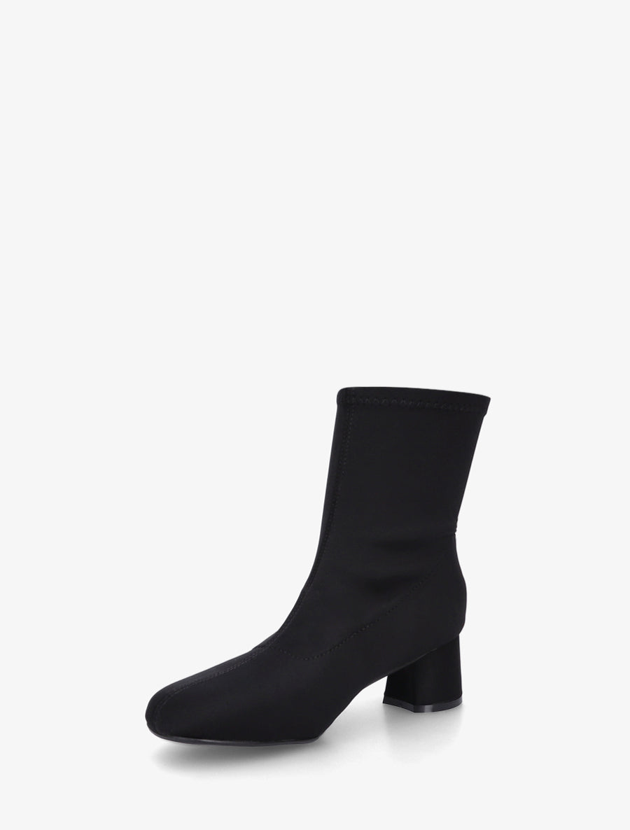 Bottines en tissu effet satiné style chaussette - Noir - 3