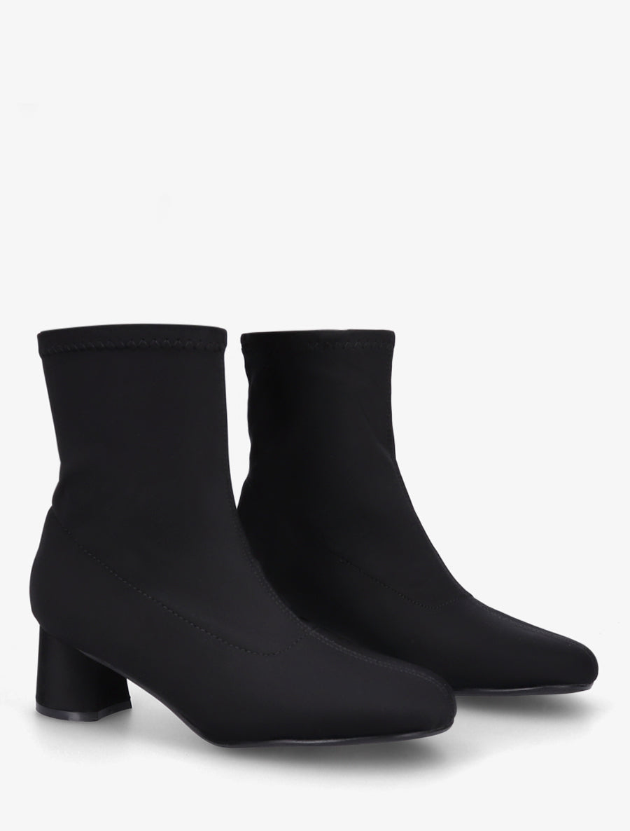 Bottines en tissu effet satiné style chaussette - Noir - 4
