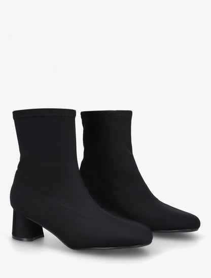 Bottines en tissu effet satiné style chaussette - Noir - 4