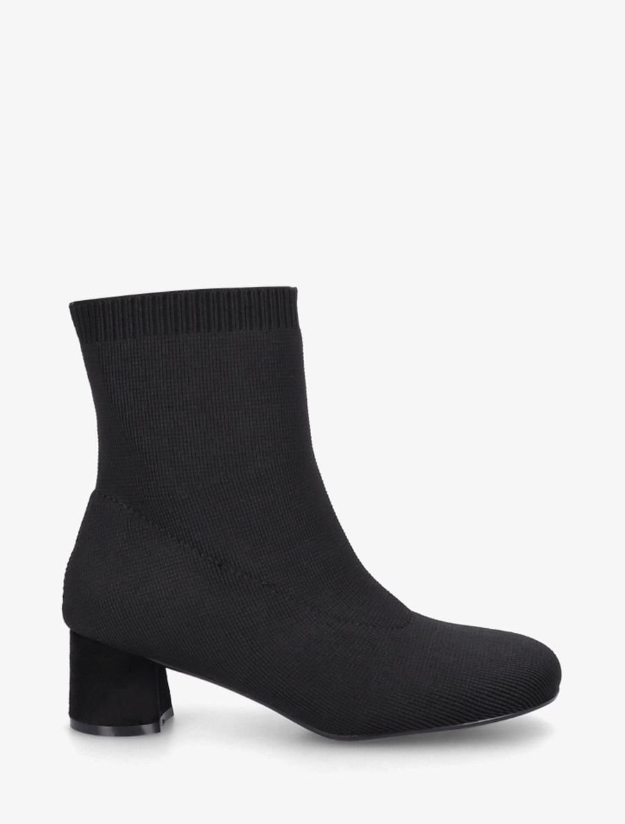 Bottines style chaussettes en tissu côtelé - Noir - 1