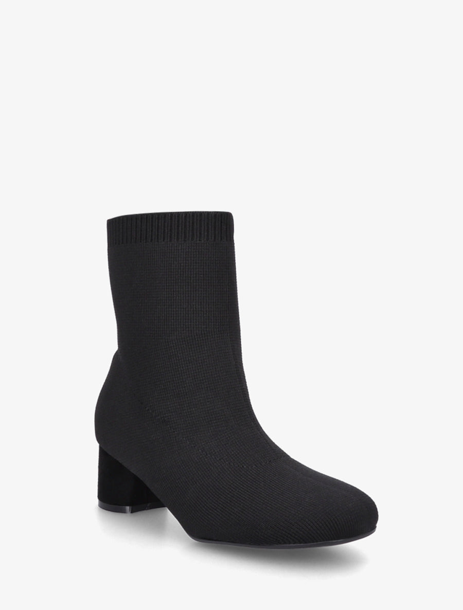 Bottines style chaussettes en tissu côtelé - Noir - 2