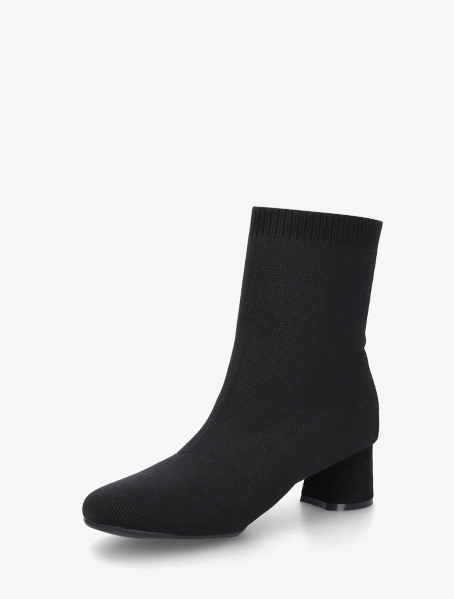 Bottines style chaussettes en tissu côtelé - Noir - 3