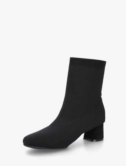 Bottines style chaussettes en tissu côtelé - Noir - 3