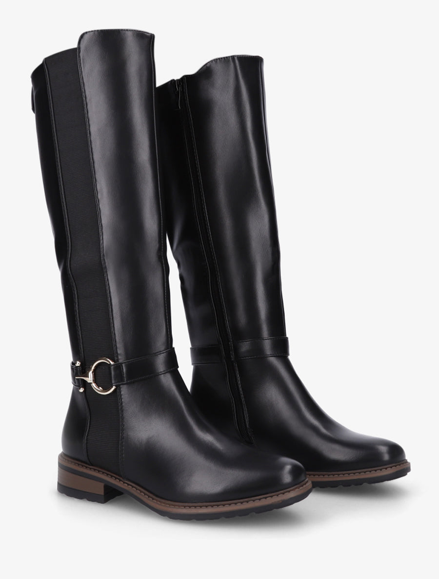 Bottes en simili élastiquées - Noir - 4