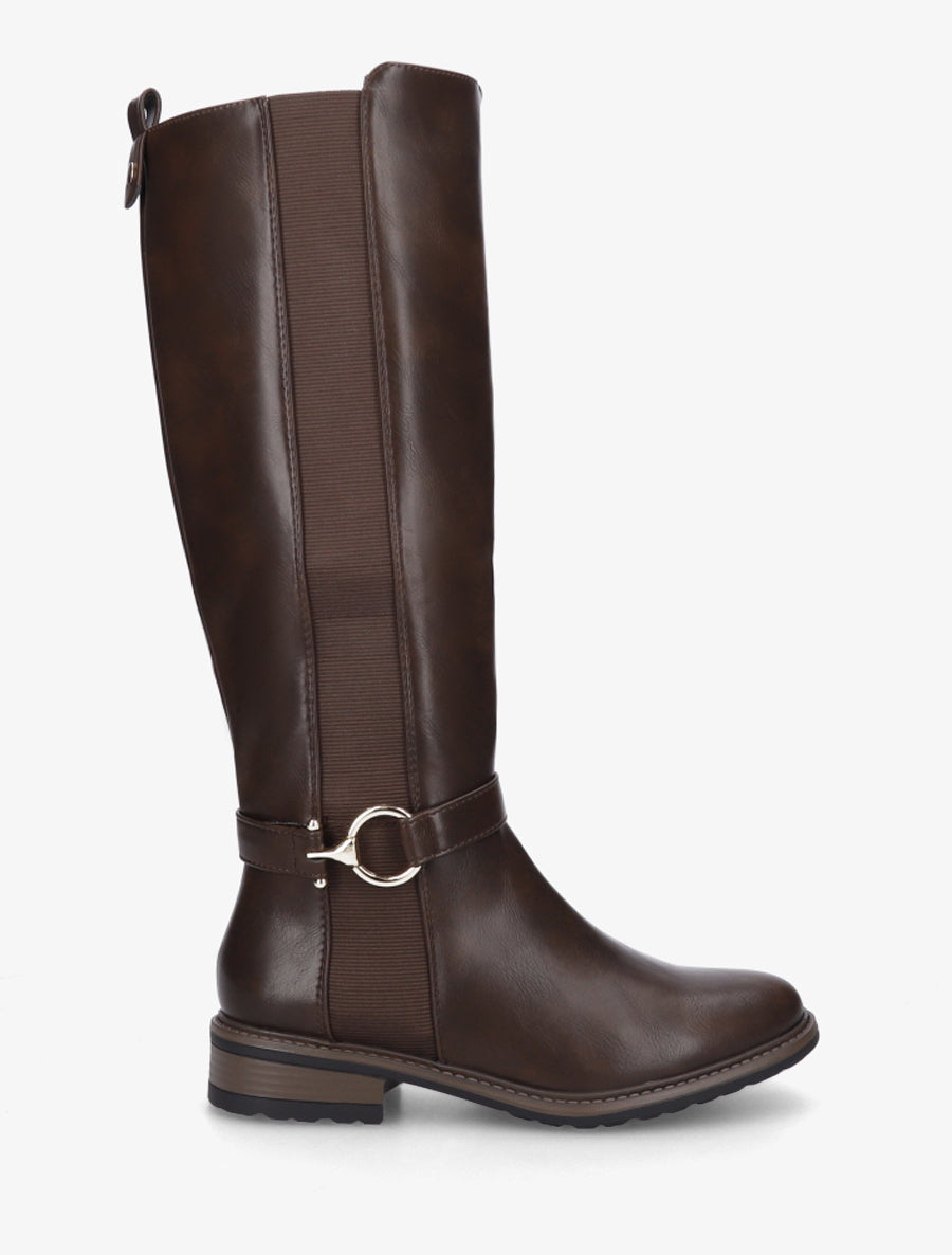 Bottes en simili élastiquées - Marron - 1