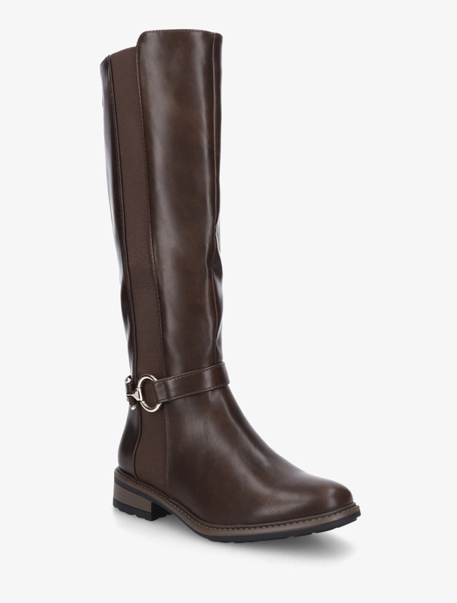 Bottes en simili élastiquées - Marron - 2