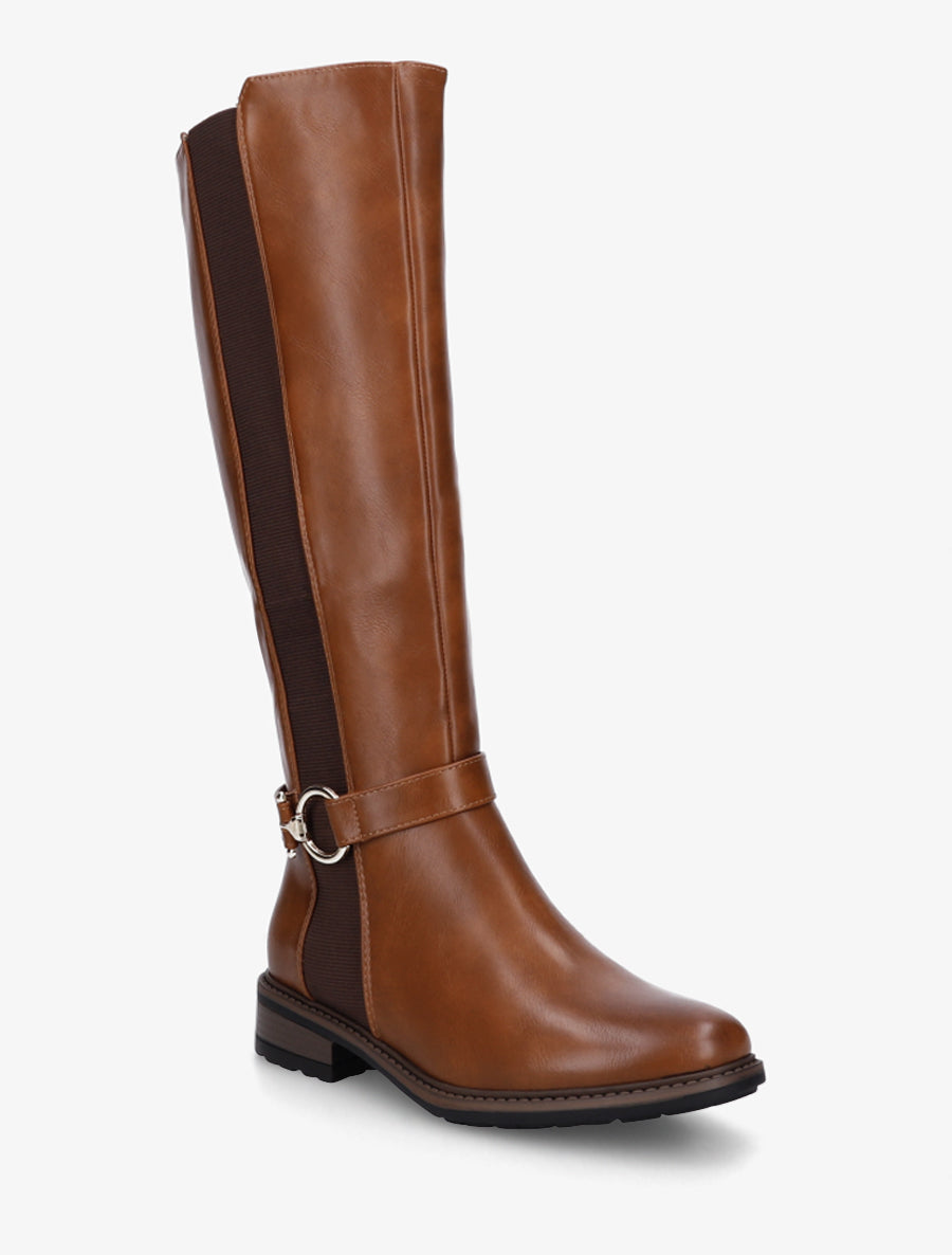 Bottes en simili élastiquées - Camel - 2