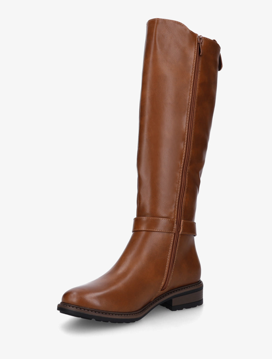 Bottes en simili élastiquées - Camel - 3