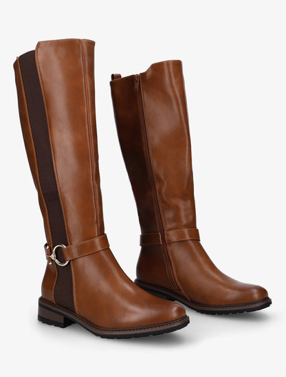Bottes en simili élastiquées - Camel - 4