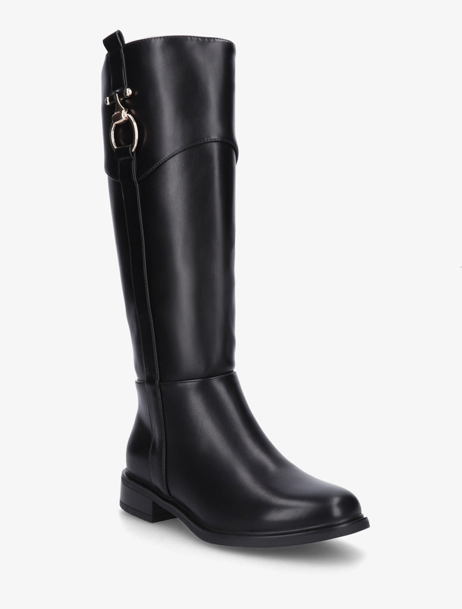 Bottes en simili à empiècement métal - Noir - 2