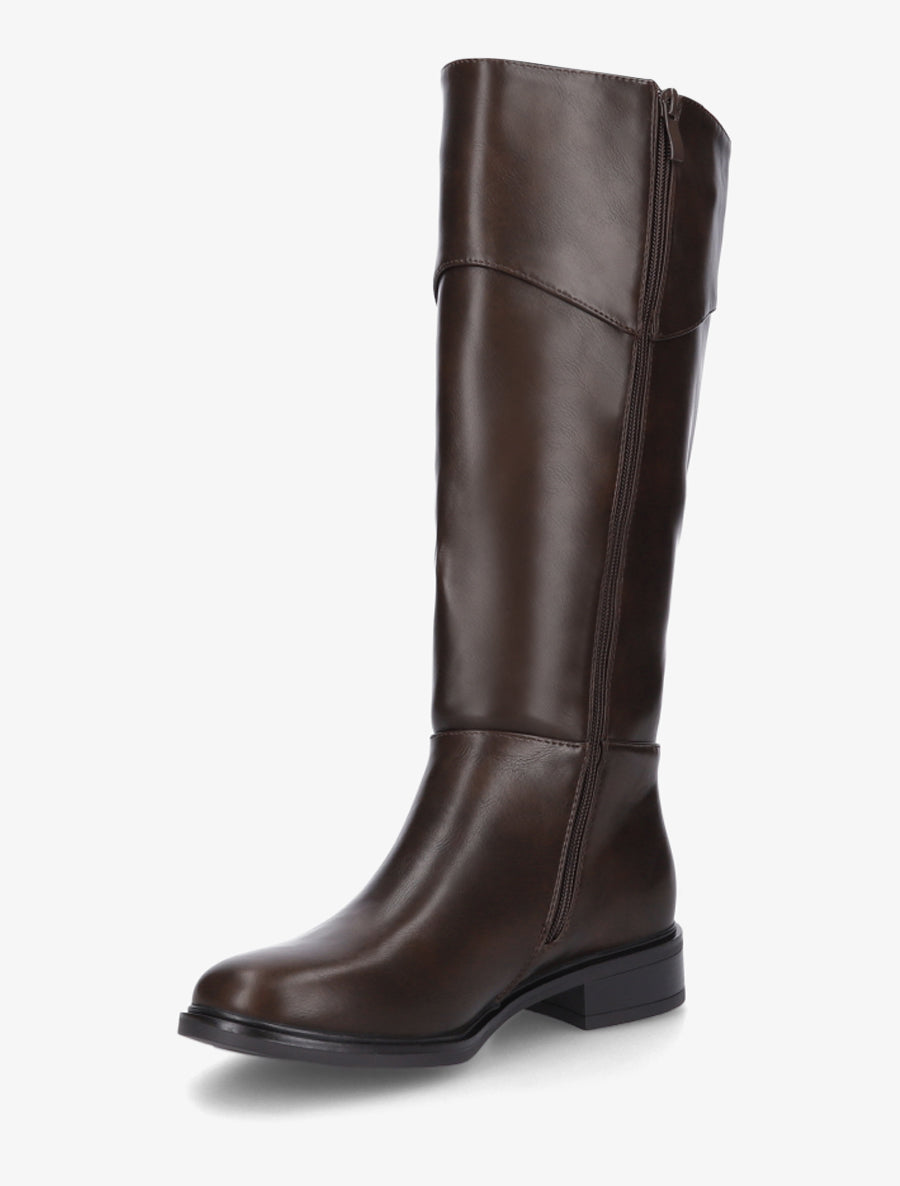 Bottes en simili à empiècement métal - Marron - 3