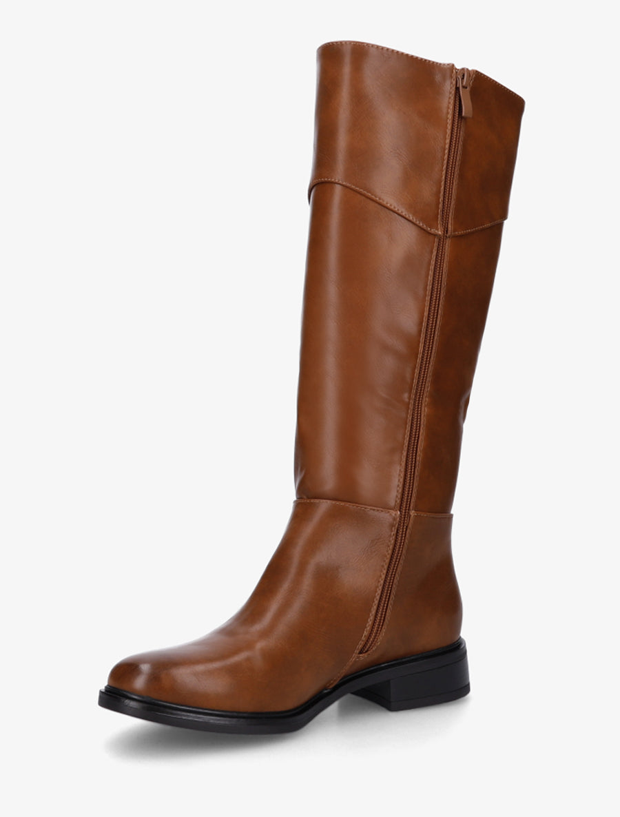 Bottes en simili à empiècement métal - Camel - 3