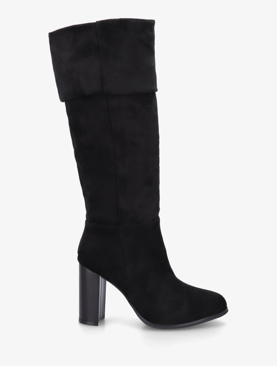 Bottes plissées en suédine - Noir - 1