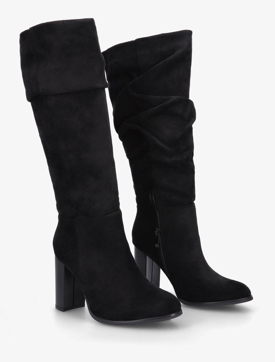 Bottes plissées en suédine - Noir - 4