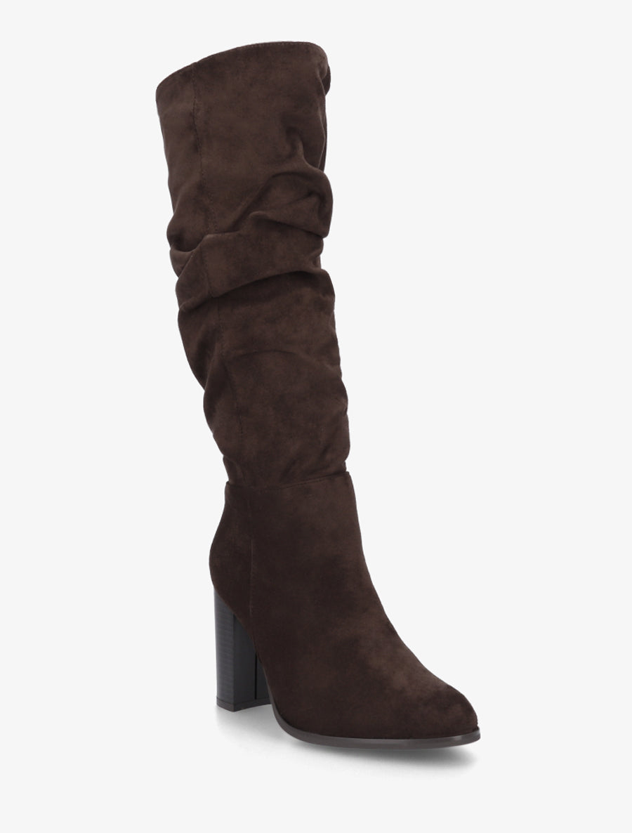 Bottes plissées en suédine - Marron - 2