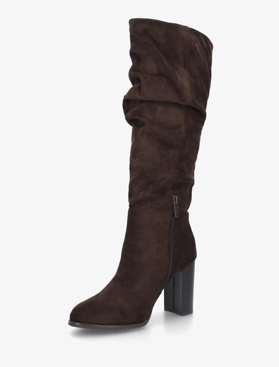 Bottes plissées en suédine - Marron - 3