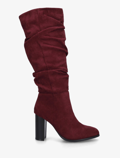 Bottes plissées en suédine - Bordeaux - 1