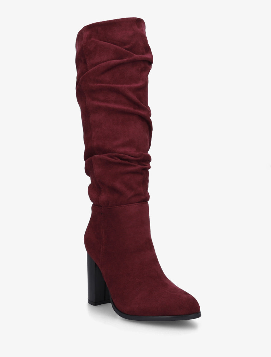 Bottes plissées en suédine - Bordeaux - 2