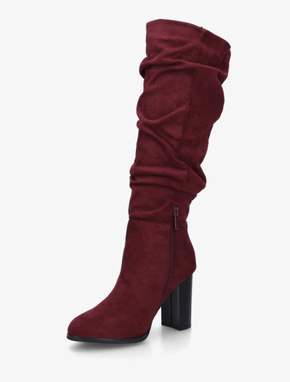 Bottes plissées en suédine - Bordeaux - 3