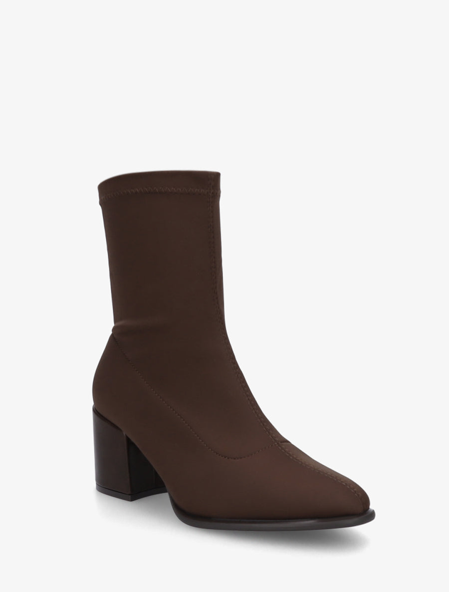 Bottines unies style chaussette à fermeture éclair - Marron - 2