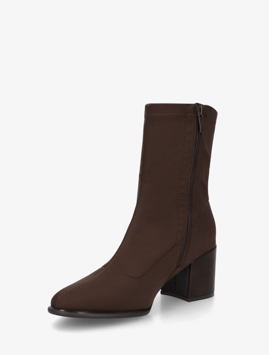 Bottines unies style chaussette à fermeture éclair - Marron - 3