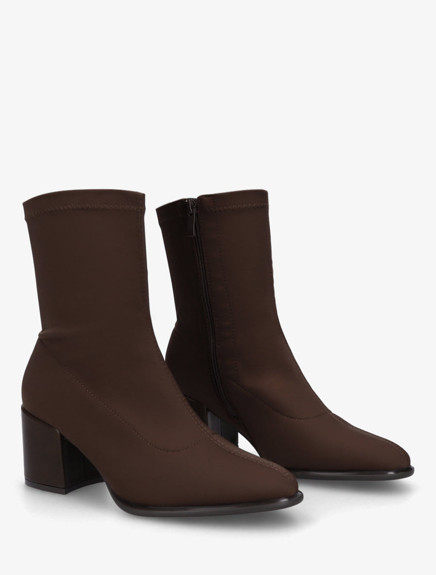 Bottines unies style chaussette à fermeture éclair - Marron - 4