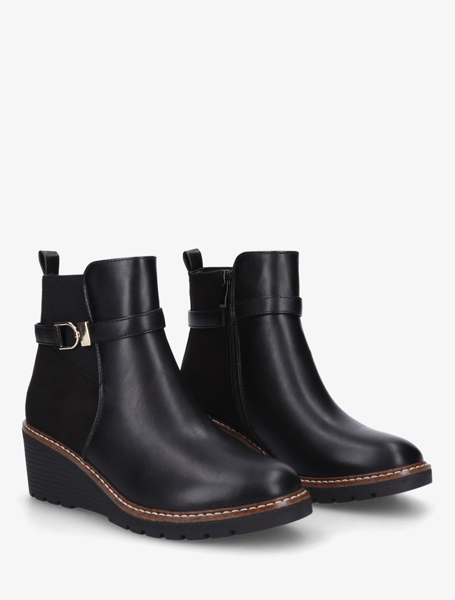 Bottines bi-matière compensées - Noir - 4