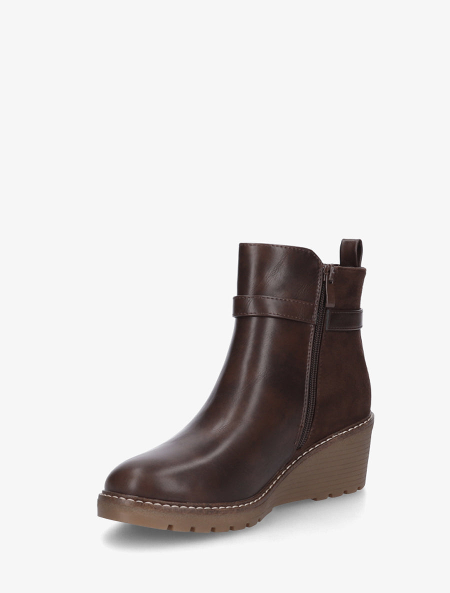 Bottines bi-matière compensées - Marron - 3