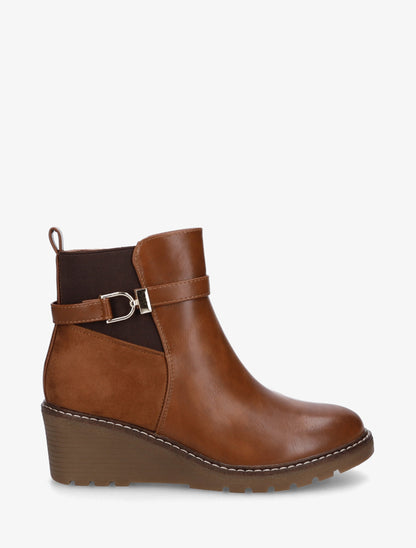 Bottines bi-matière compensées - Camel - 1