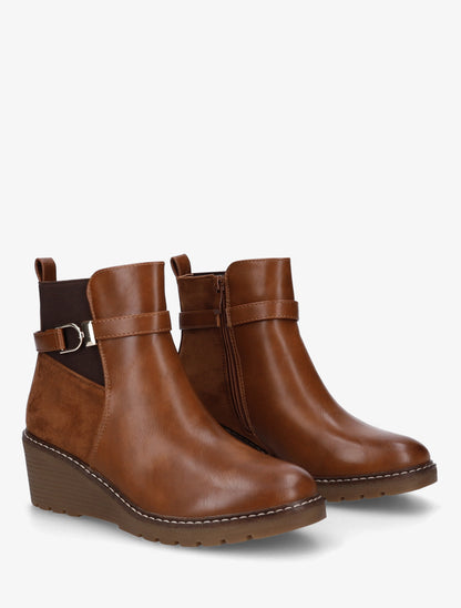 Bottines bi-matière compensées - Camel - 4