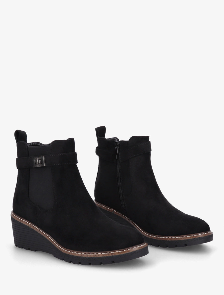 Bottines compensées suédine - Noir - 4