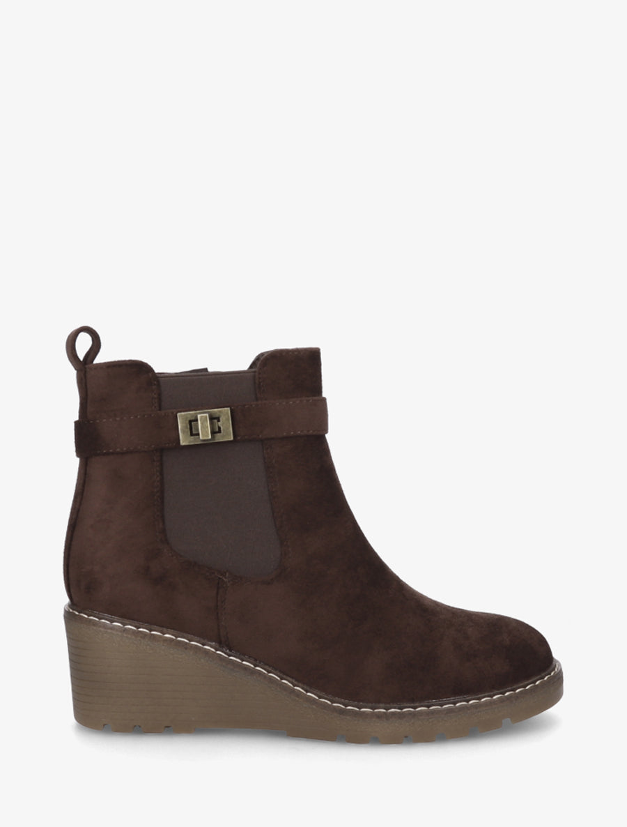 Bottines compensées suédine - Marron - 1
