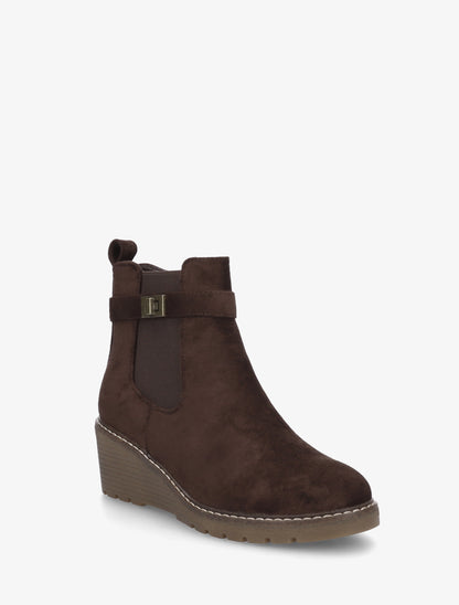 Bottines compensées suédine - Marron - 2