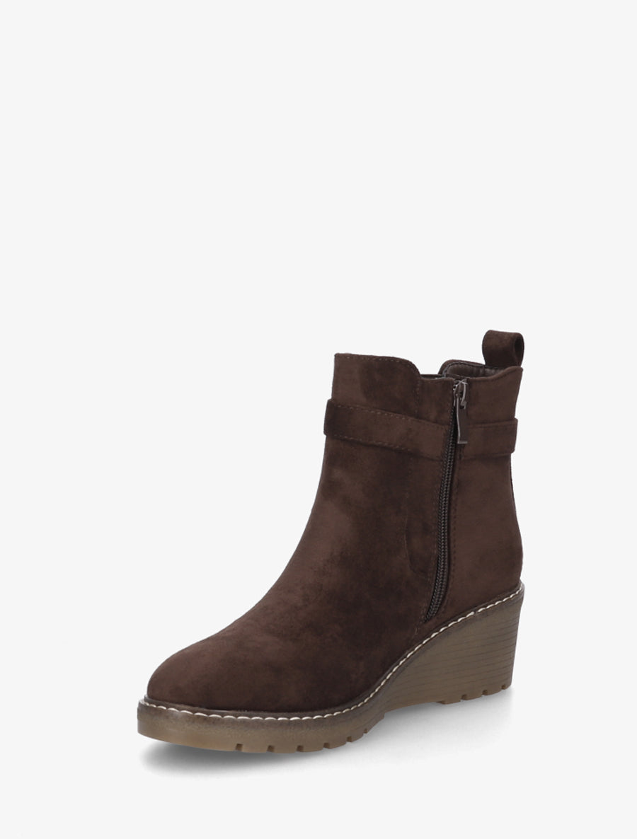 Bottines compensées suédine - Marron - 3