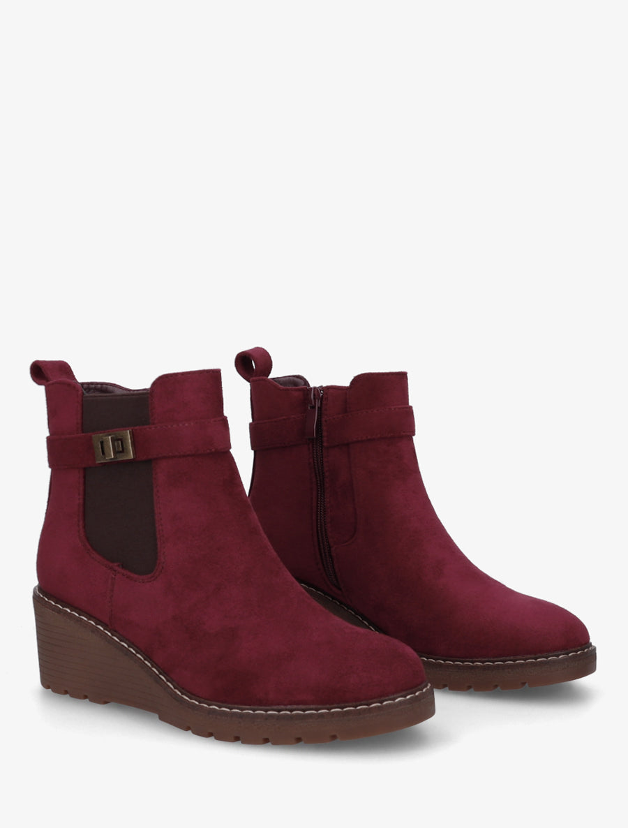 Bottines compensées suédine - Lie de vin - 4