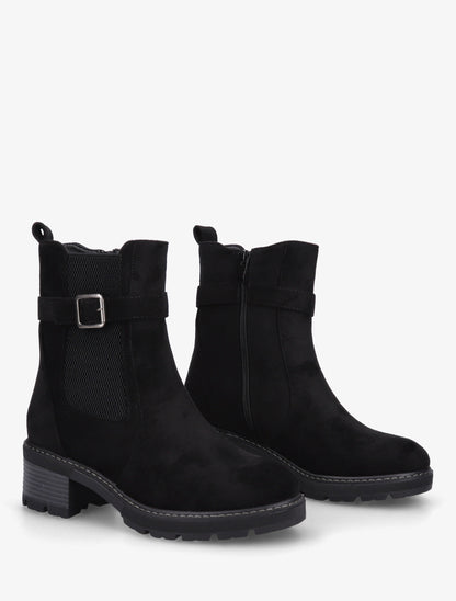 Bottines en suédine à cheville élastiquée - Noir - 4