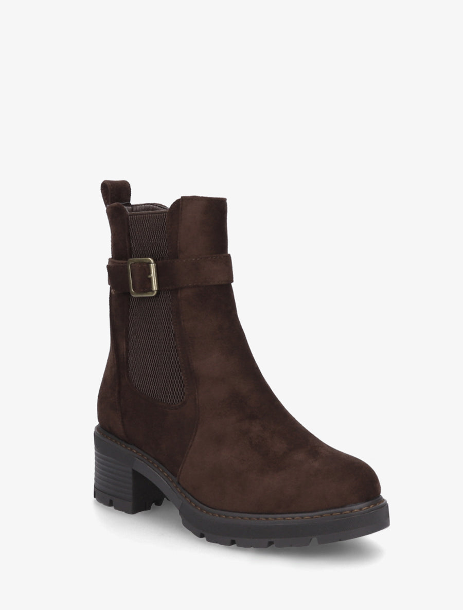 Bottines en suédine à cheville élastiquée - Marron - 2