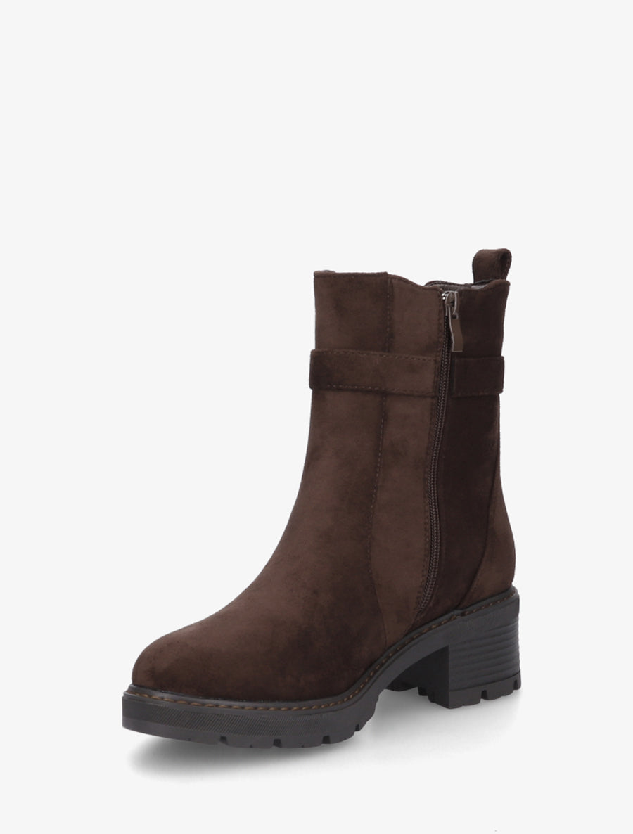 Bottines en suédine à cheville élastiquée - Marron - 3