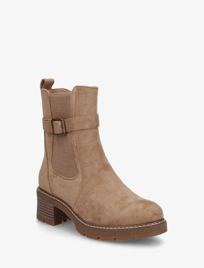 Bottines en suédine à cheville élastiquée - Beige - 2