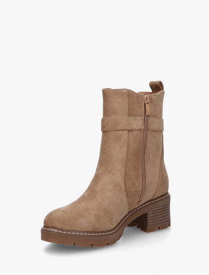 Bottines en suédine à cheville élastiquée - Beige - 3