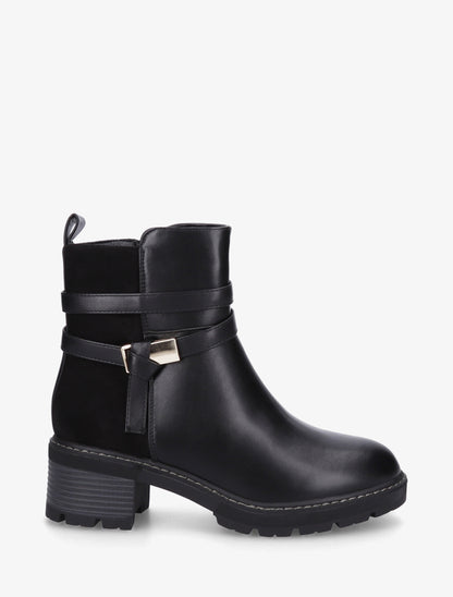 Bottines en simili et suédine - Noir - 1