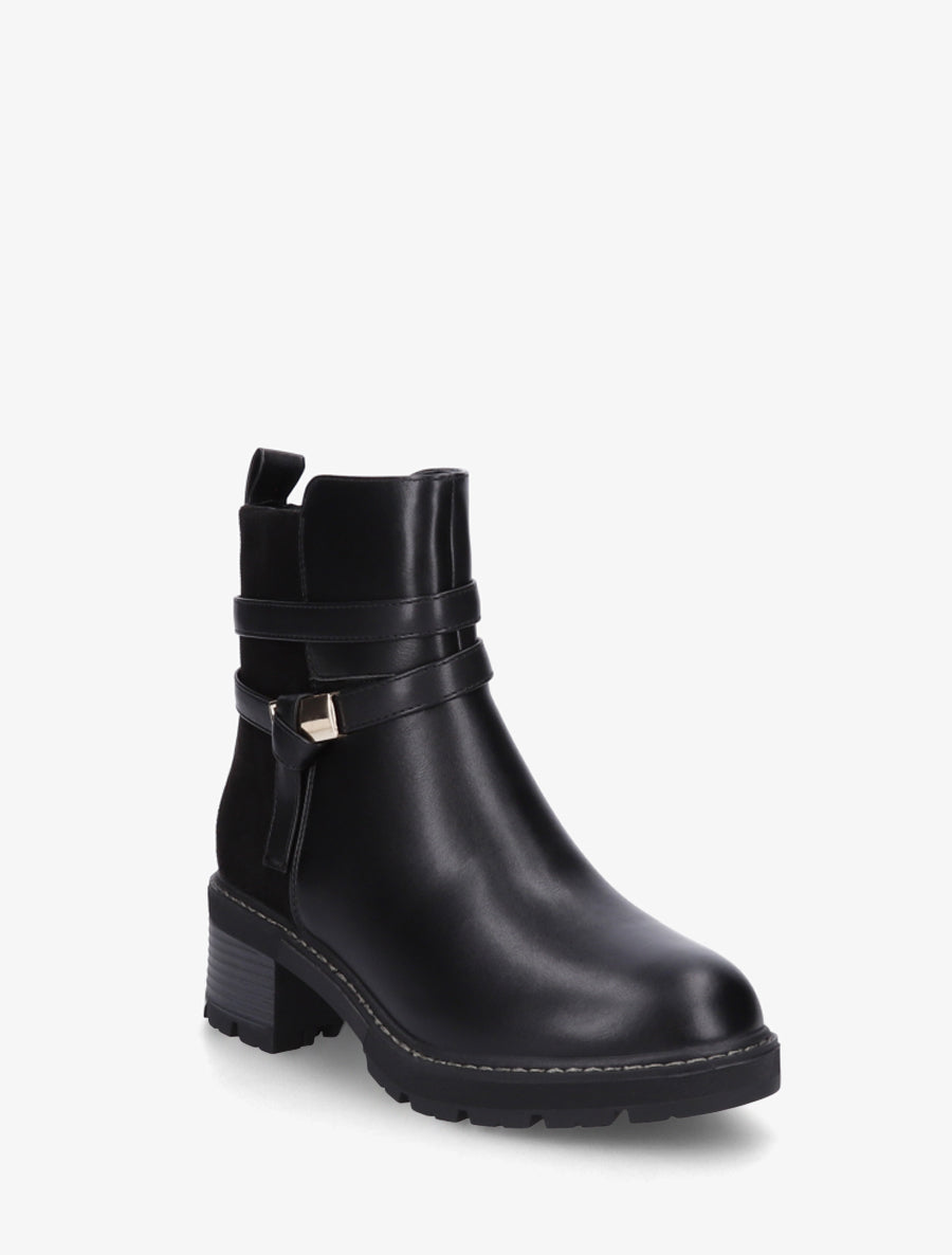 Bottines en simili et suédine - Noir - 2