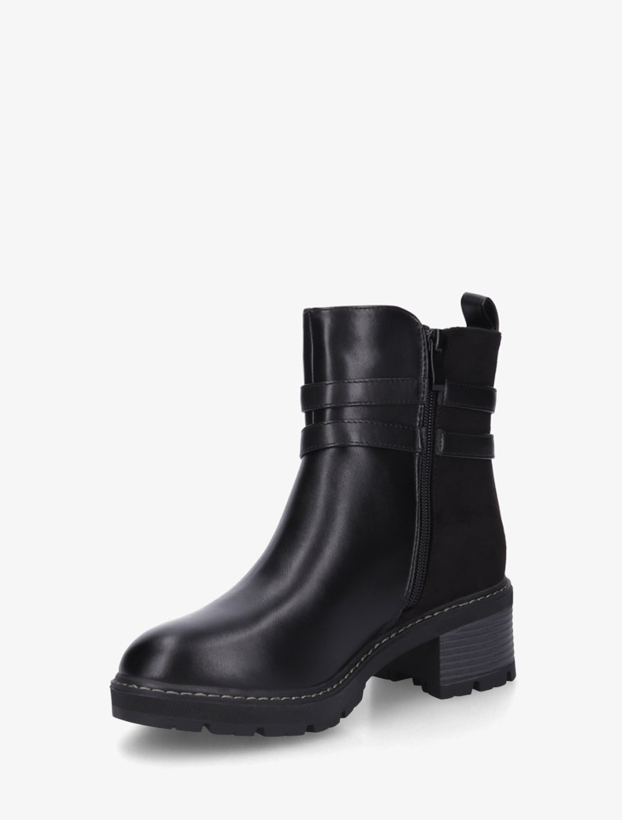 Bottines en simili et suédine - Noir - 3