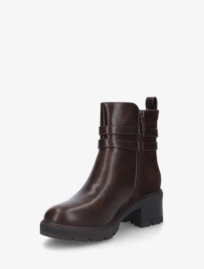 Bottines en simili et suédine - Marron - 3