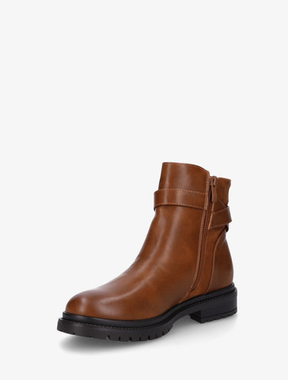 Bottines en simili à empiècement en suédine - Camel - 3