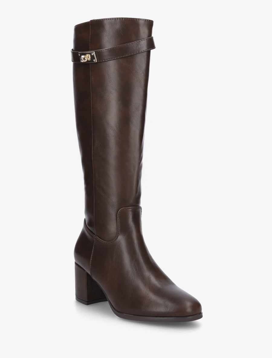 Bottes en simili à talon - Marron - 2