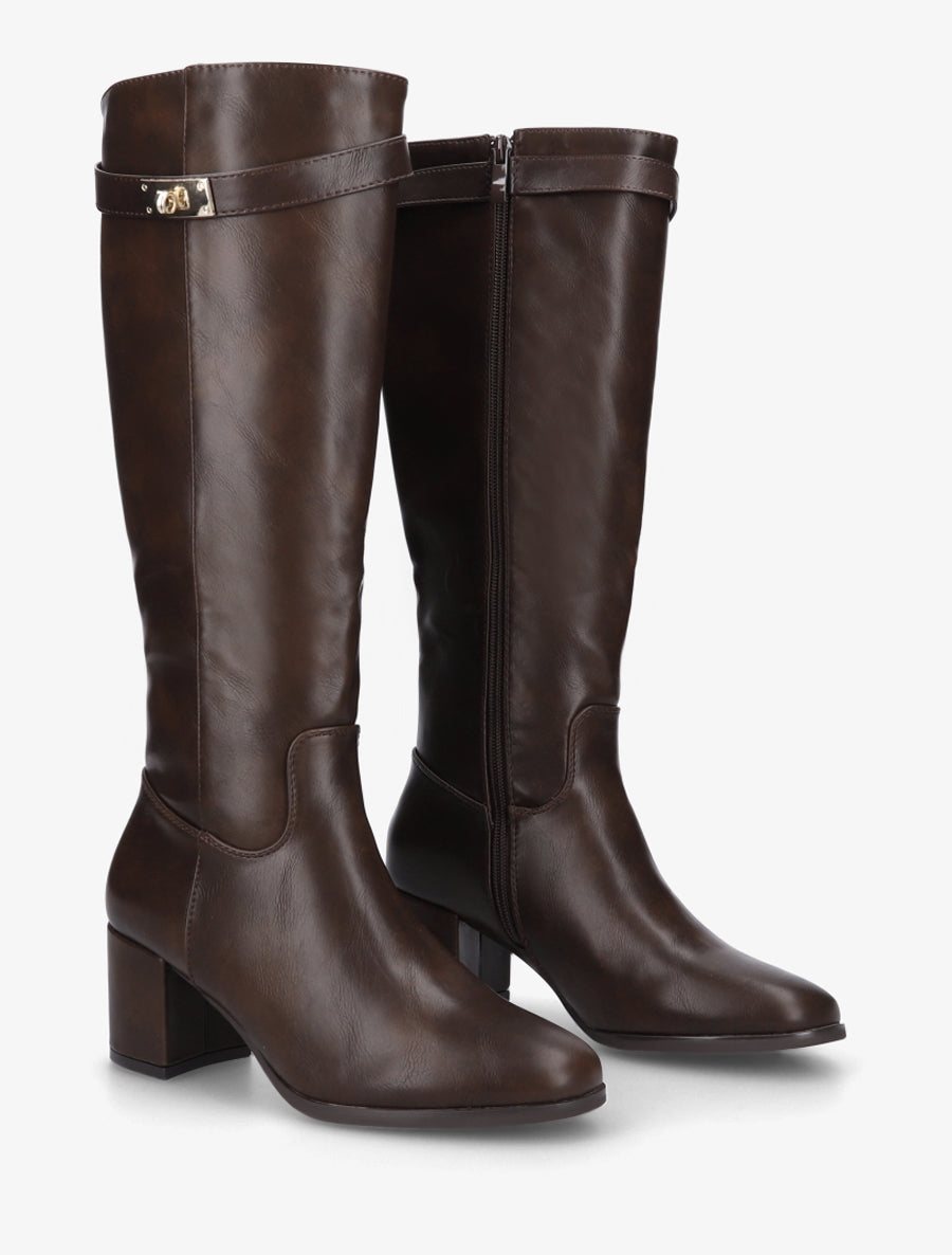 Bottes en simili à talon - Marron - 4