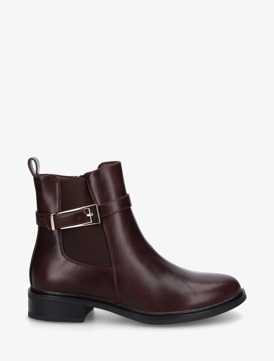 Bottines en simili à cheville élastiquée - Bordeaux - 1